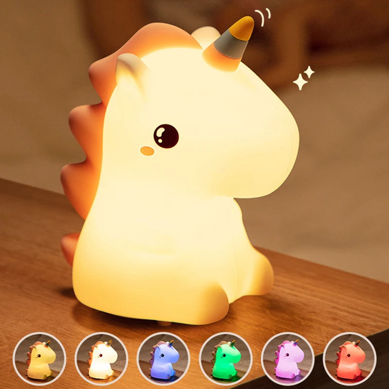 LED Silicone Unicorn Shaped Night Light with USB Rechargeable