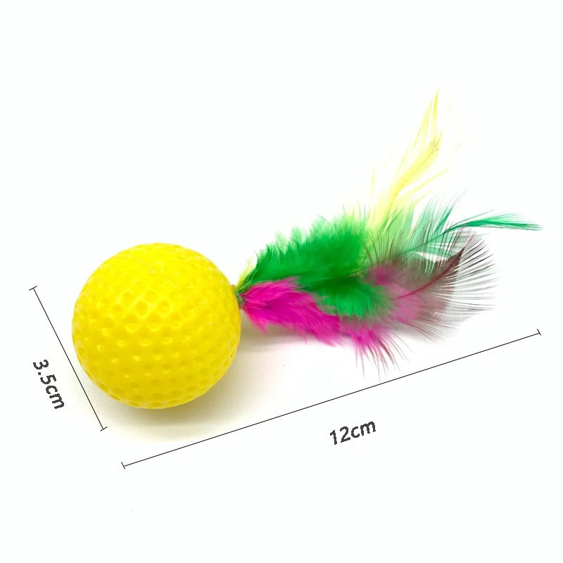 Fun and varied plastic golf balls with feathers