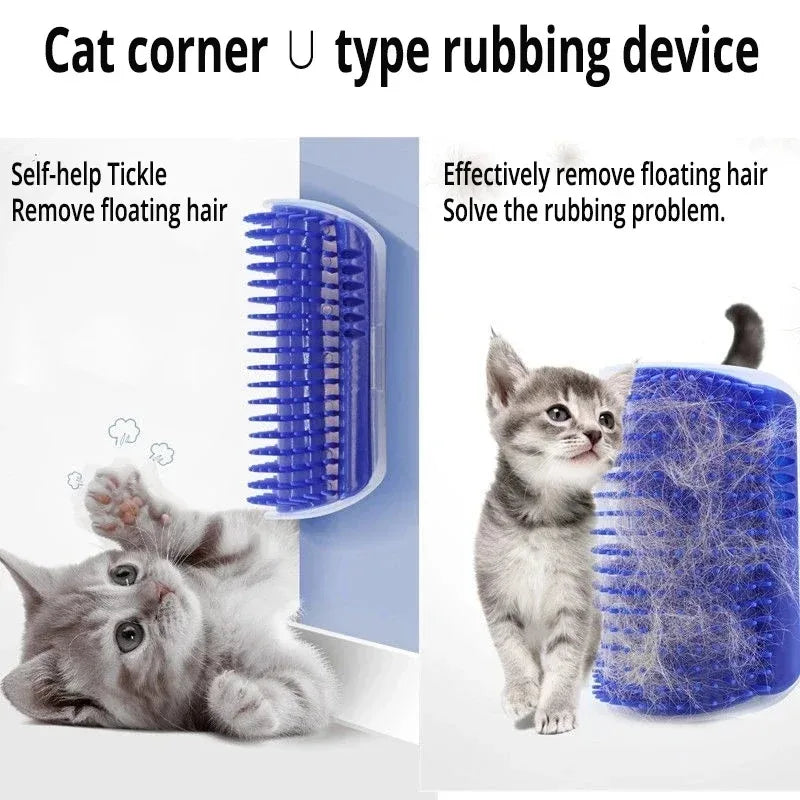 Corner-Mounted Pet Grooming Comb for Cats