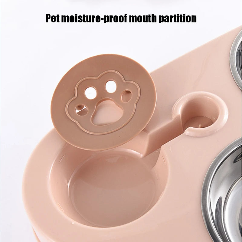 Double bowl feeder and water bottle for pets