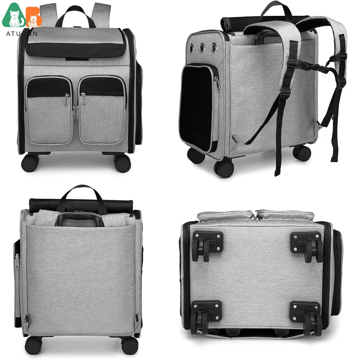 Wheeled Pet Carrier Backpack Pet Stroller