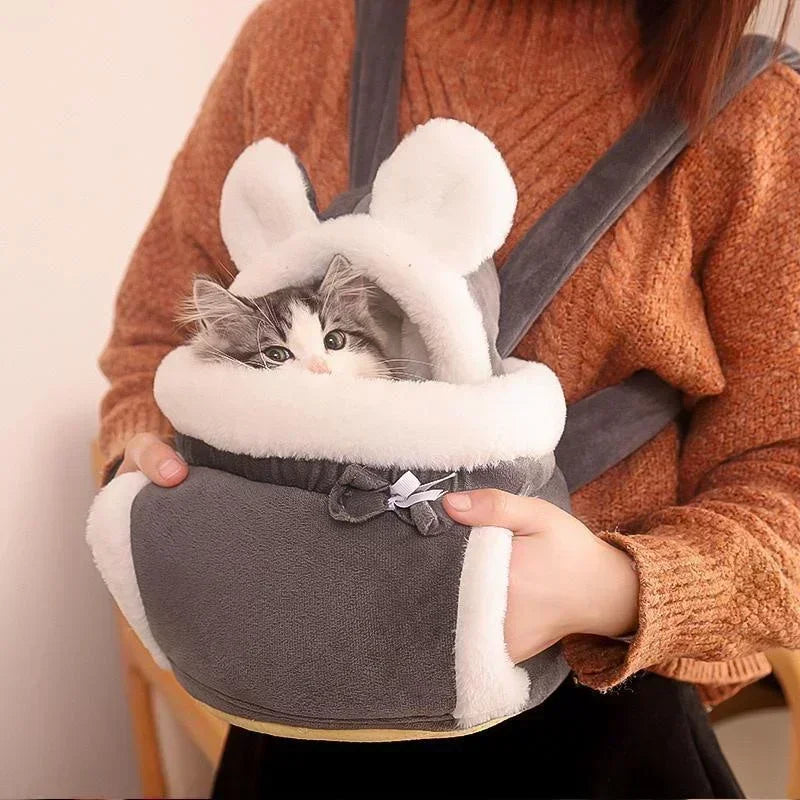 Warm pet carrier bag for cats and puppies