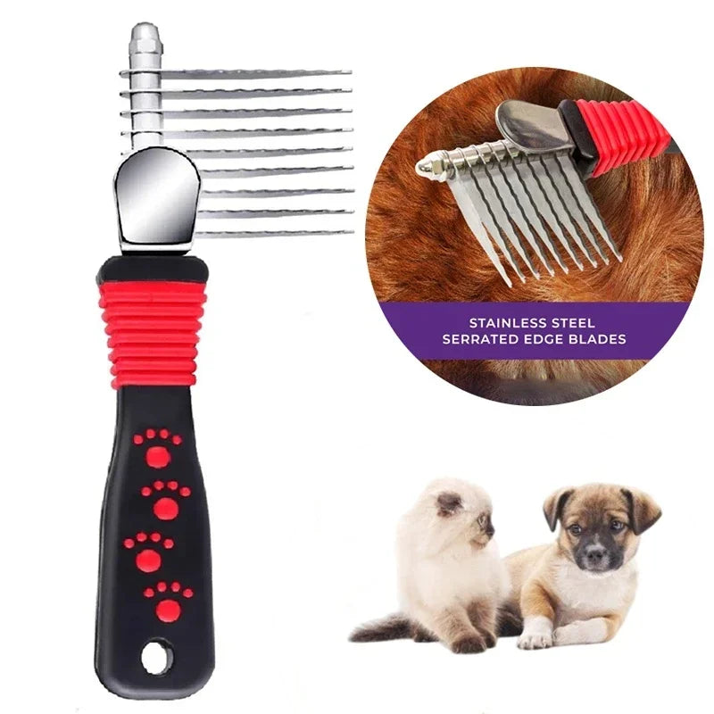 Pet hair detangling comb and brush