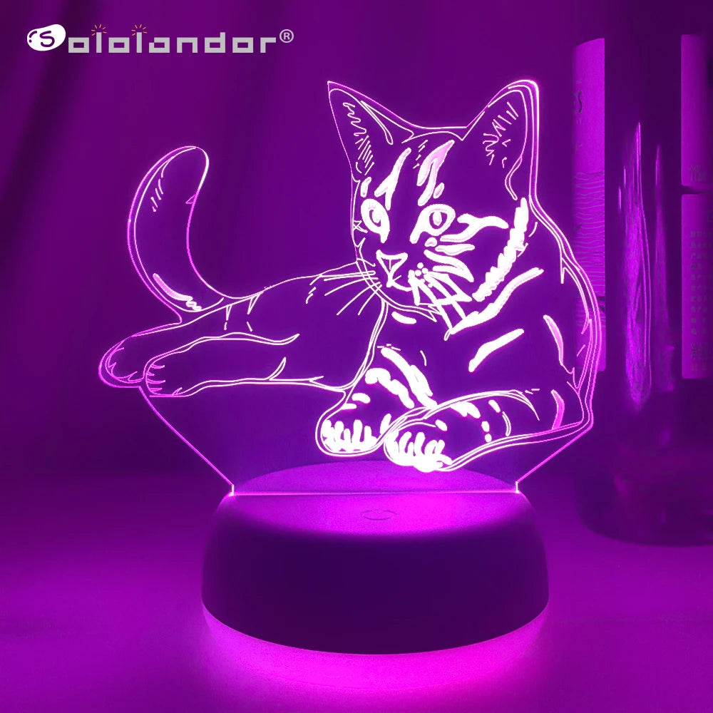 3D Acrylic Led Night Light Little Cat