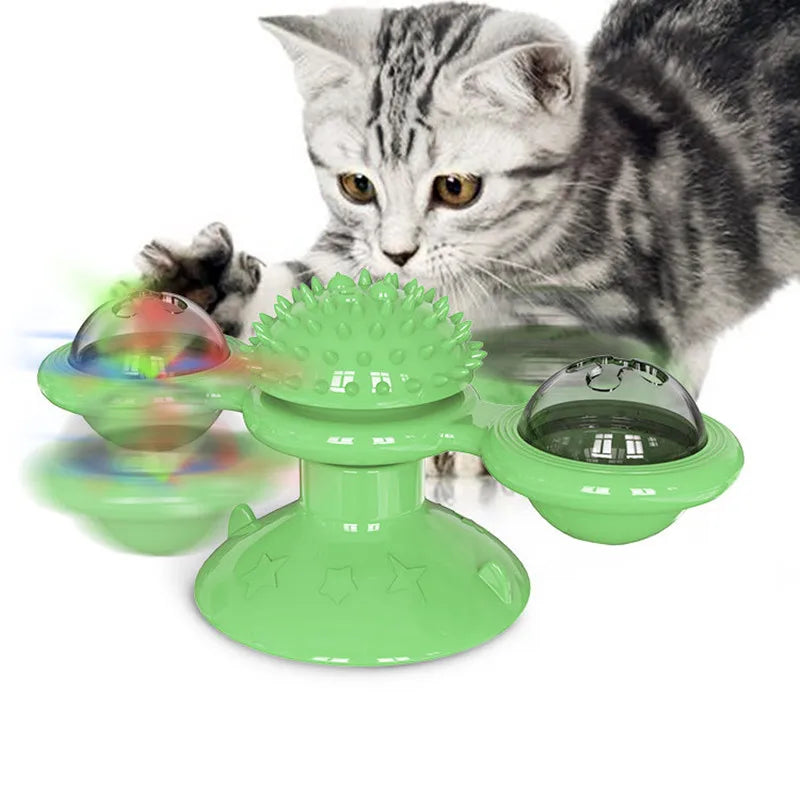 Interactive Toy With Turntable And Brush For Cats