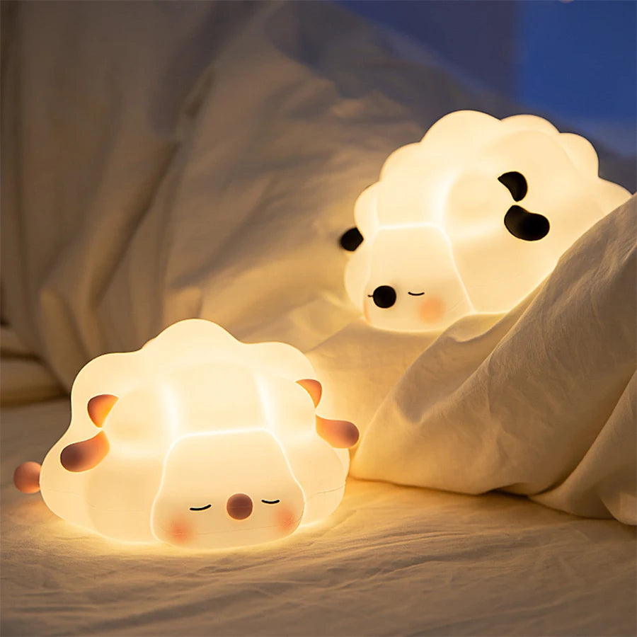 Little sheep shaped silicone night light, 3-level adjustable