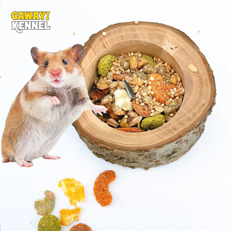 Pet Hamster Fruit Wood Food Bowl Hamster