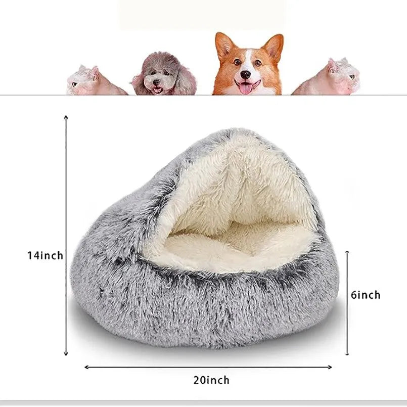 Plush Pet Bed with Snuggle Spot