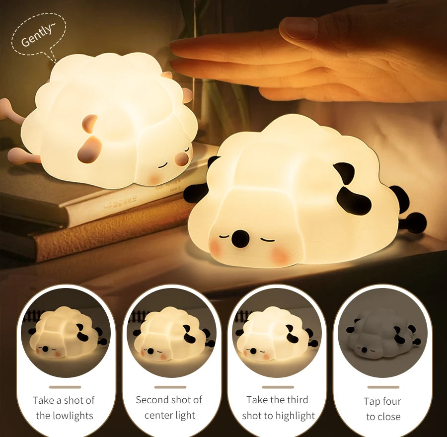 Little sheep shaped silicone night light, 3-level adjustable