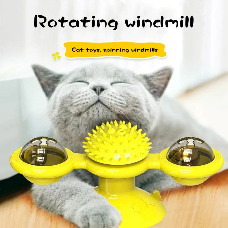 Interactive Toy With Turntable And Brush For Cats