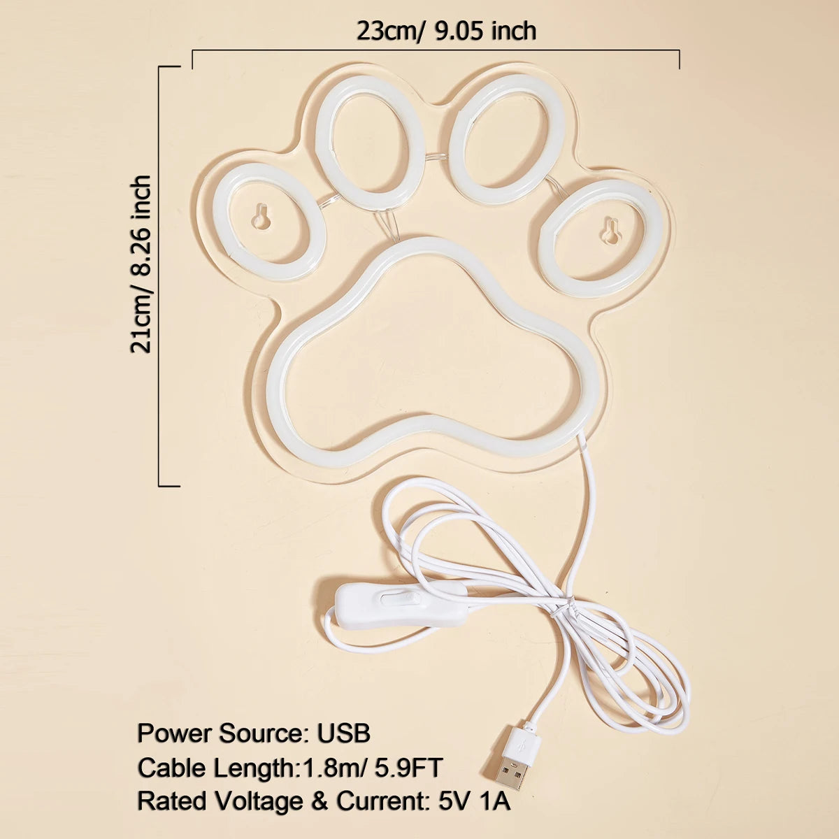 LED Neon Signs In The Shape Of a Paw