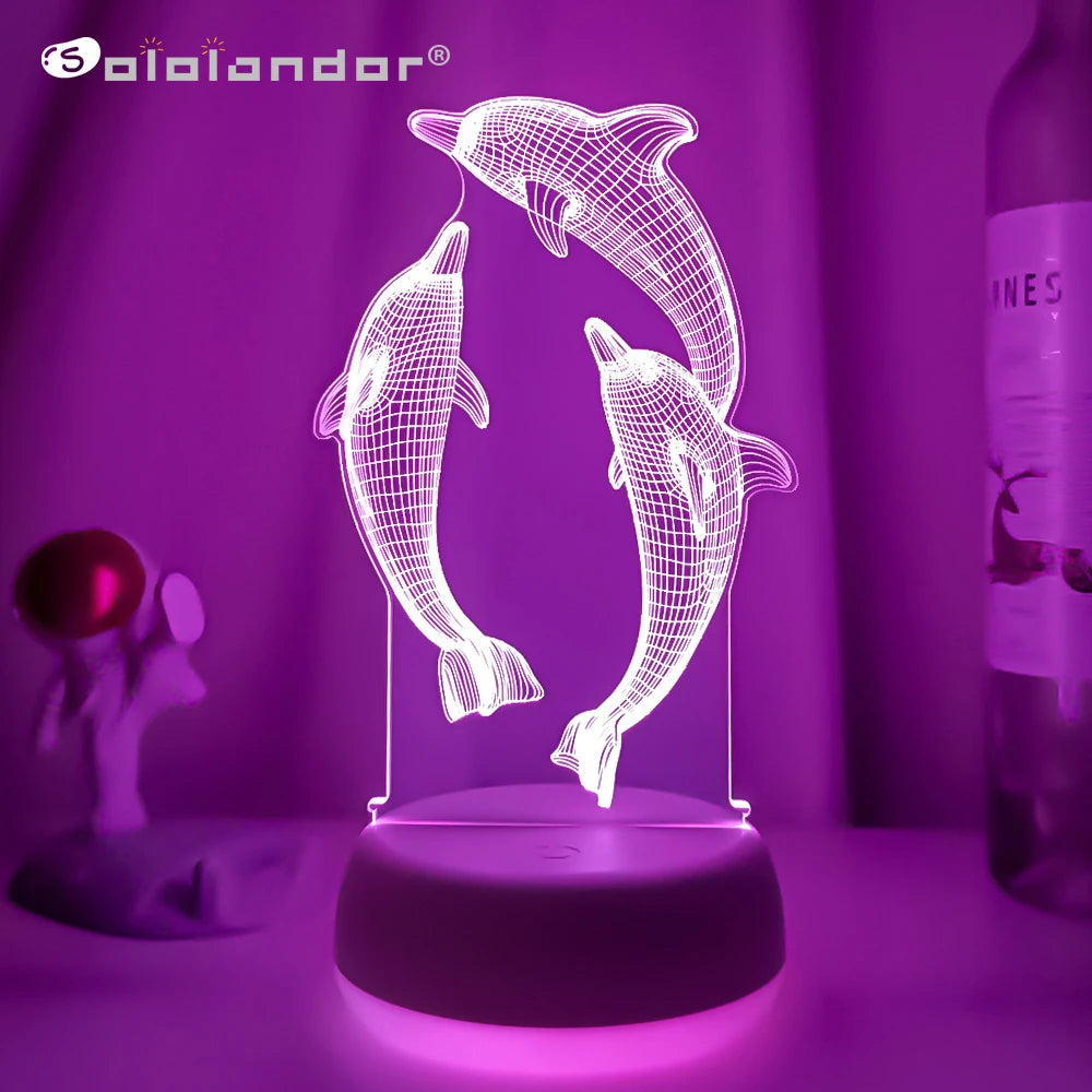 3D Dolphin Night Light