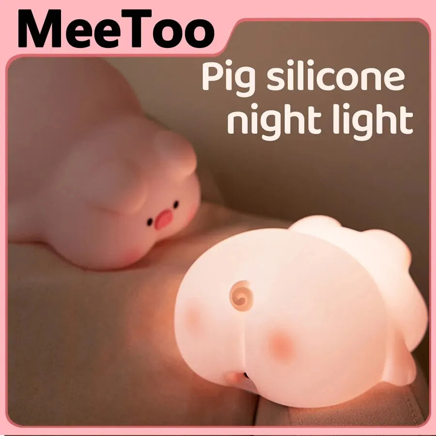 Cute Silicone LED Pig Touch Sensor USB Rechargeable