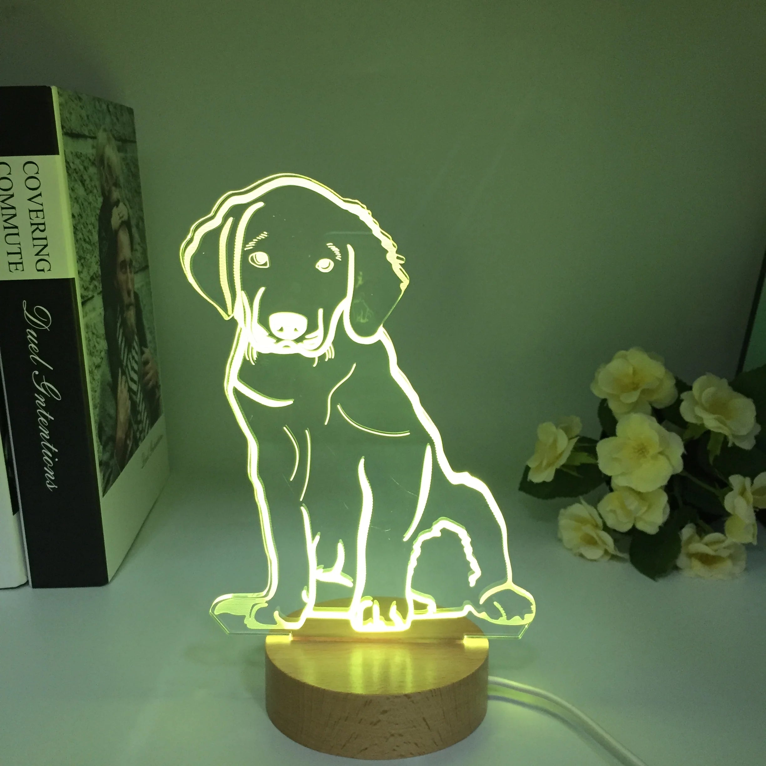 3D Wooden Lovely Dog Light for Home Decor