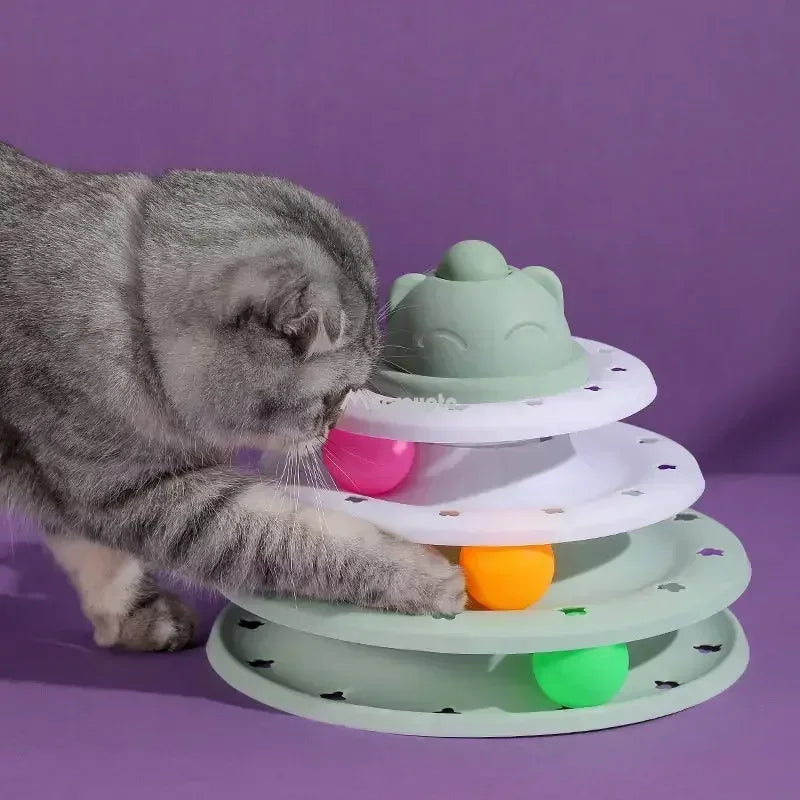 3/4 Levels Cats Toy Tower Track