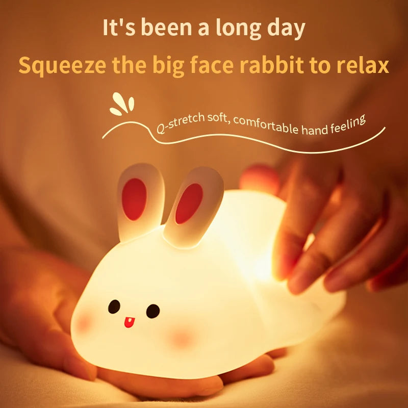 Rabbit Shape USB Rechargeable Silicone Night Light for Bedroom