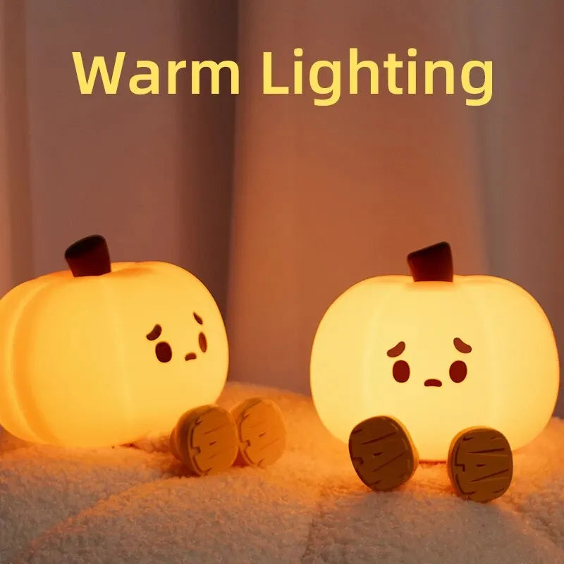 Cute Silicone LED Pumpkin Touch Sensor Light USB Rechargeable