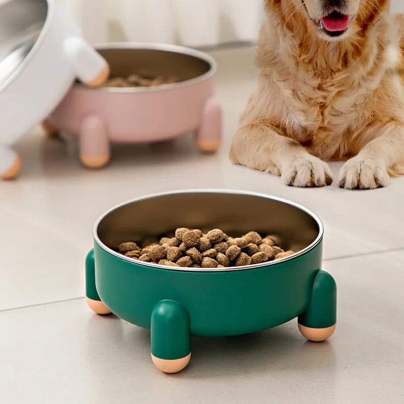 Pet Bowl High Leg Neck Protection Pet Stainless Steel