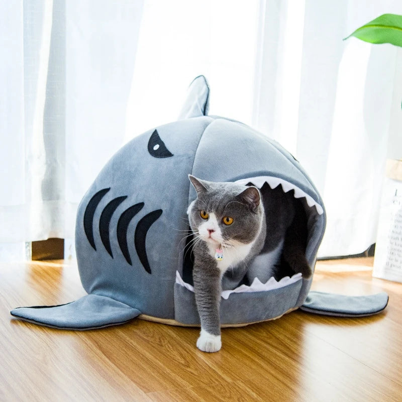 Shark shaped cat bed