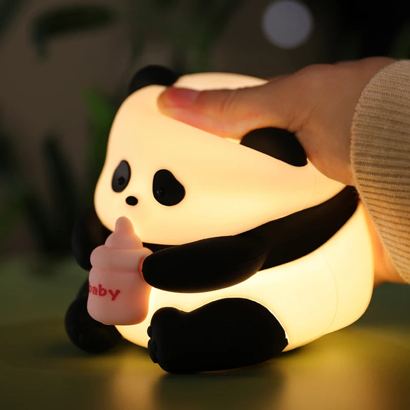 Panda Shaped LED Night Light Silicone USB Rechargeable Timer Sleeping Lamp