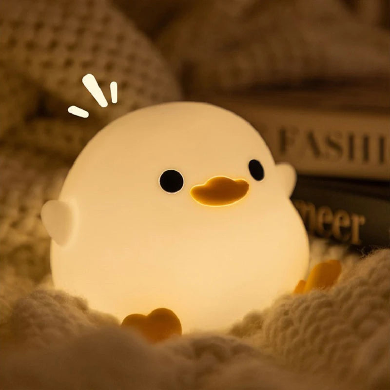 Doudou Duck Night Light with USB Charging, Timer and Silicone Lamp