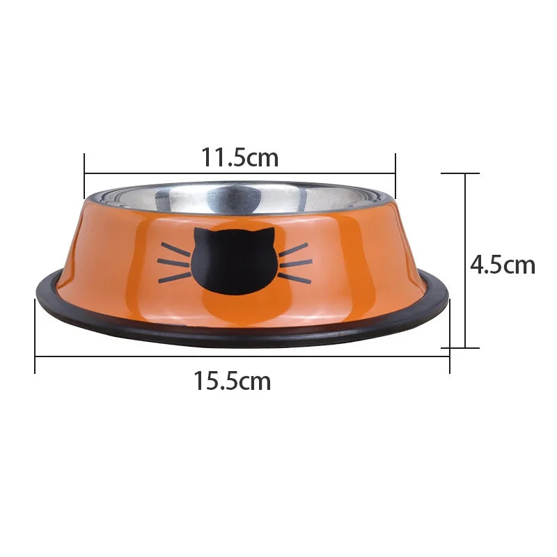 Stainless Steel Cat Food Bowl with Non-Slip Rubber Base for Cats and Kittens