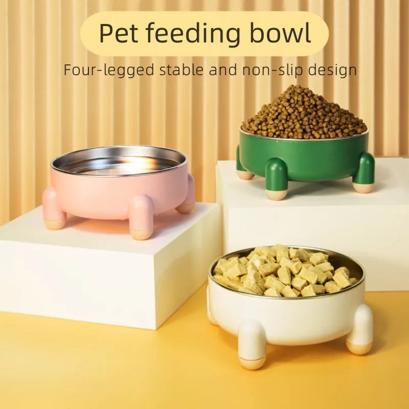 Pet Bowl High Leg Neck Protection Pet Stainless Steel