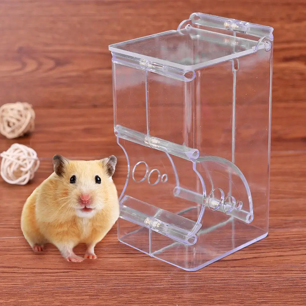 Automatic Hamster Rabbit Food Dispenser Feeder Plastic Clear