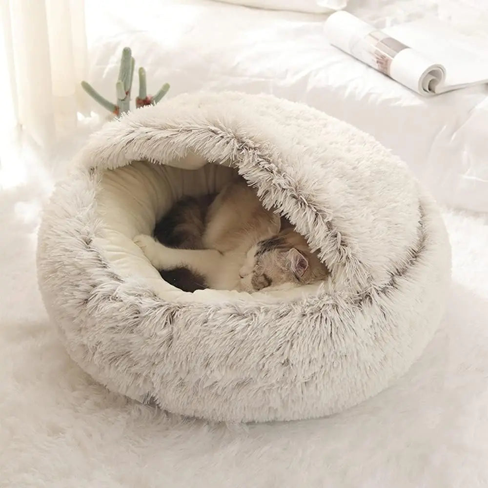 Plush Pet Bed with Snuggle Spot