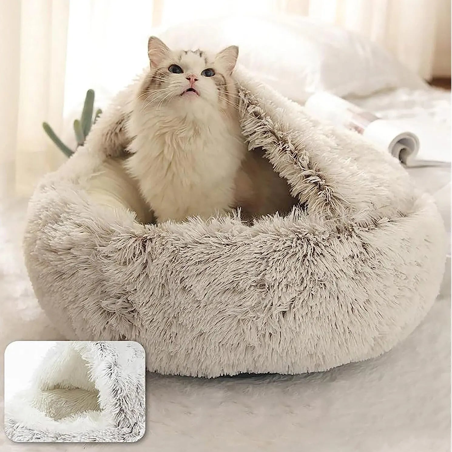 Plush Pet Bed with Snuggle Spot