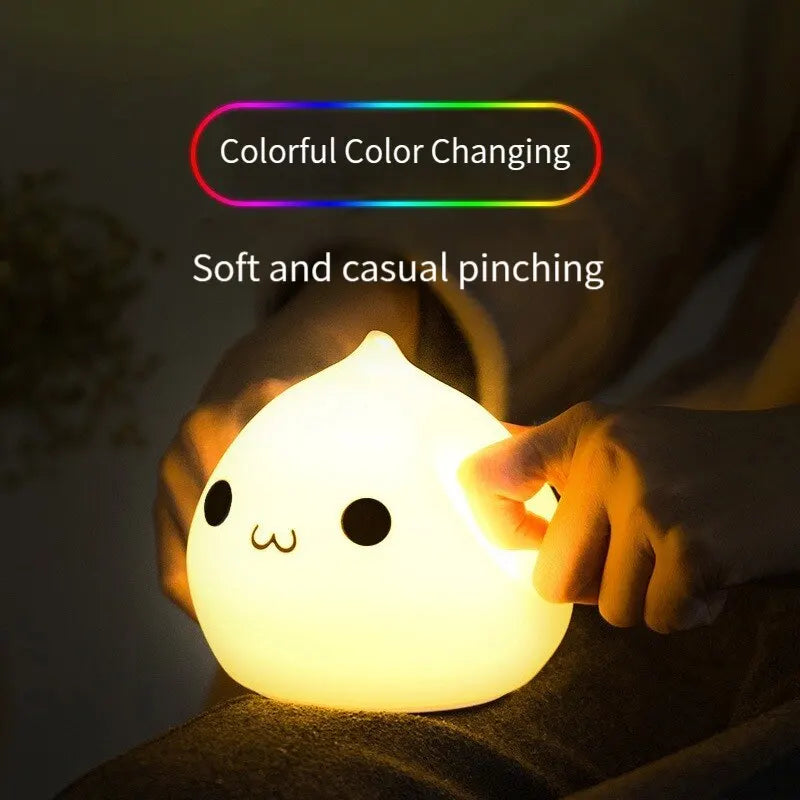 Water drop shaped night light with 7 colors and touch control