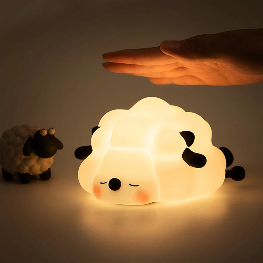 Little sheep shaped silicone night light, 3-level adjustable