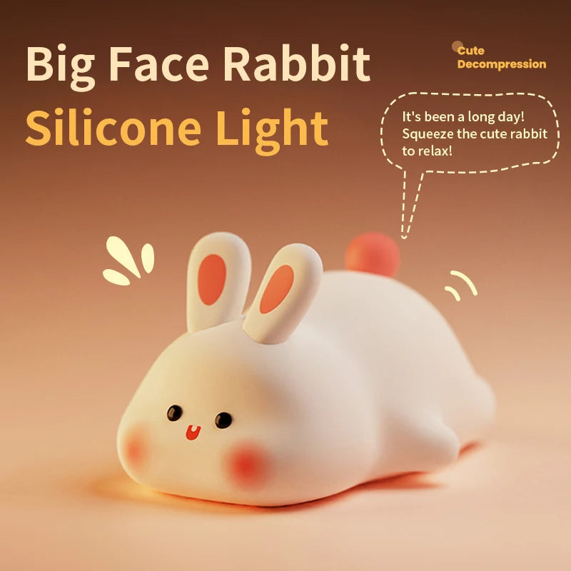 Rabbit Shape USB Rechargeable Silicone Night Light for Bedroom