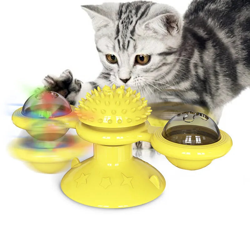 Interactive Toy With Turntable And Brush For Cats