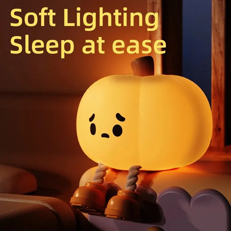 Cute Silicone LED Pumpkin Touch Sensor Light USB Rechargeable